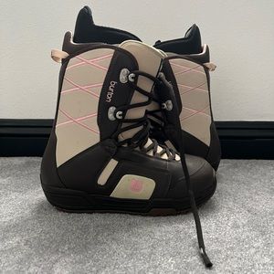 Burton Moto Snowboard Boots 2006 Women Size 8 Brown Tan Pink UK 6 EUR 40 EUC
